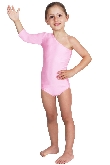 BODY DANZA LYCRA MONOSPALLA MANICA TRE QUARTI ROSA BABY